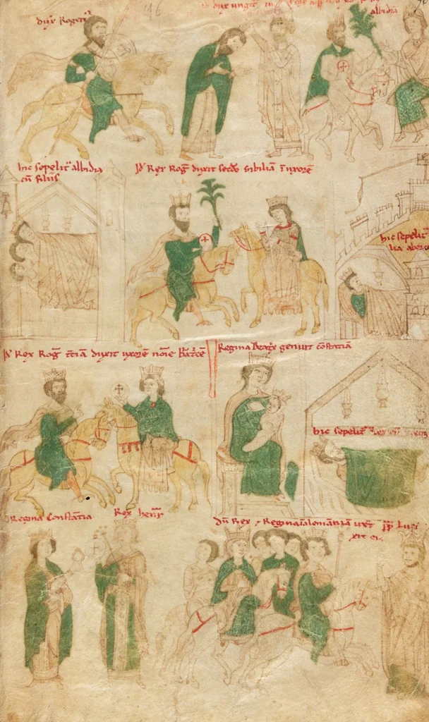 An illustration from Petrus de Ebulo: Liber ad honorem Augusti, lat., 1195, leaf 7