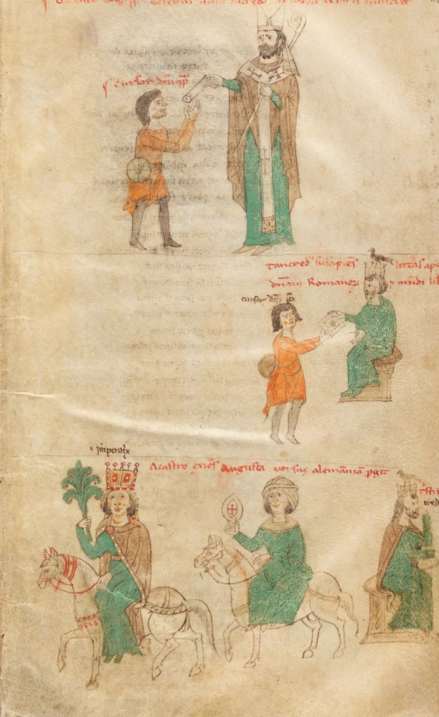 An illustration from Petrus de Ebulo: Liber ad honorem Augusti, lat., 1195, leaf 71