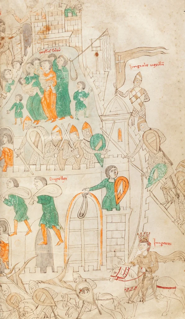 An illustration from Petrus de Ebulo: Liber ad honorem Augusti, lat., 1195, leaf 81