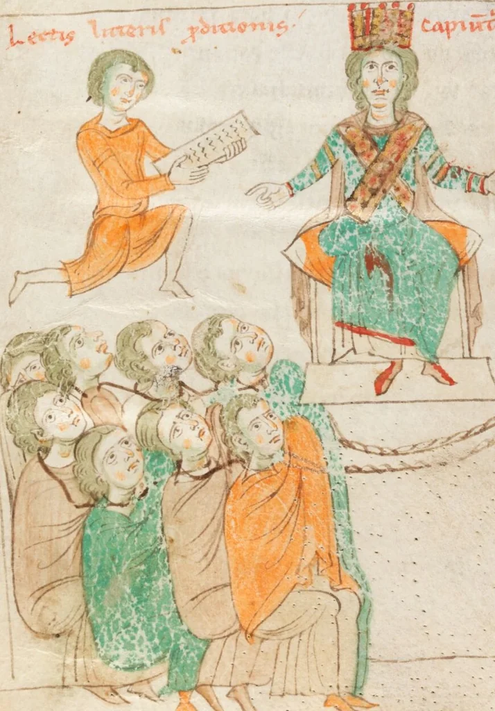 An illustration from Petrus de Ebulo: Liber ad honorem Augusti, lat., 1195, leaf 91