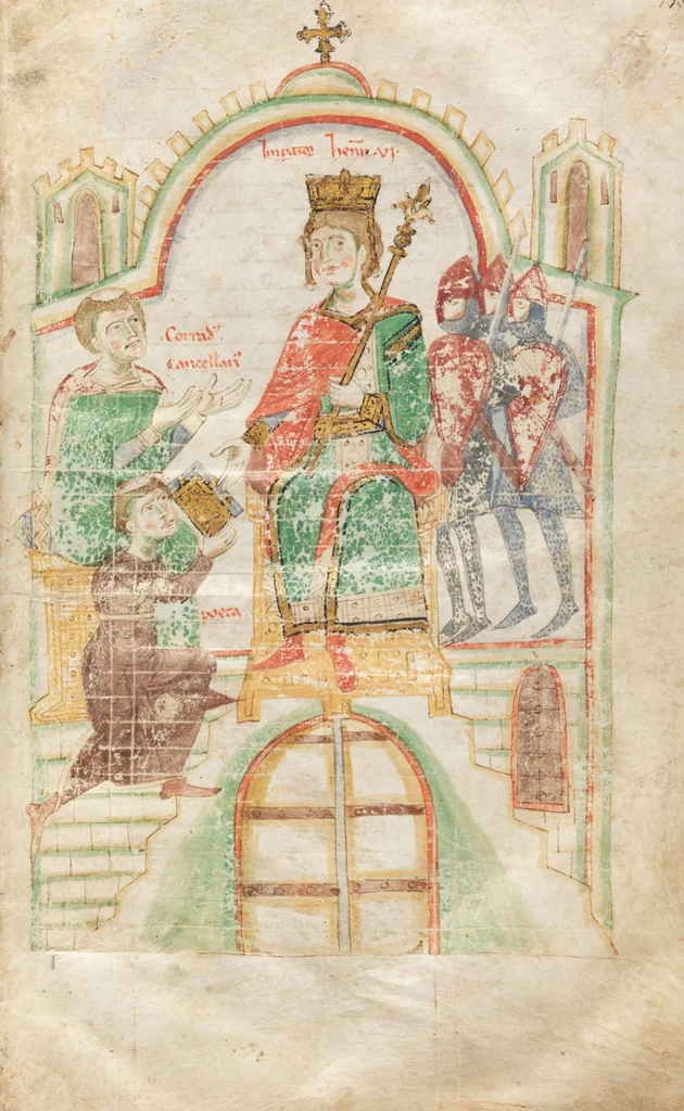 An illustration from Petrus de Ebulo: Liber ad honorem Augusti, lat., 1195, leaf 99