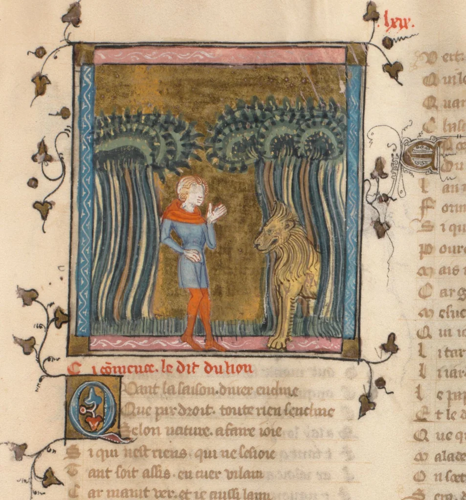 An illustration from Guillaume de Machaut, Oeuvres, 1371, leaf 91