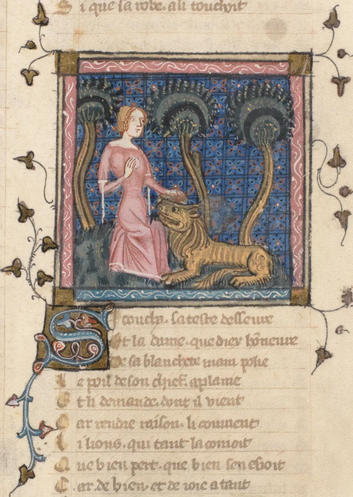 An illustration from Guillaume de Machaut, Oeuvres, 1371, leaf 95
