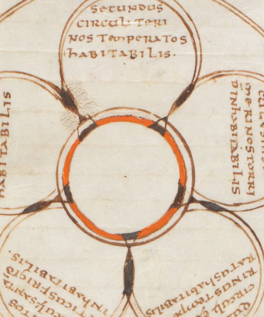 An illustration from Composite manuscript: Isidorus: Etymologiae; In libros veteris ac novi Testamenti prooemia; De ortu et obitu patrum; Allegoriae quaedam Sanctae Scripturae; De natura rerum; Differentiae; Cicero (Pseudo-): De proprietate sermonum vel rerum; Glossaria latina etc., lat., 850, leaf 332