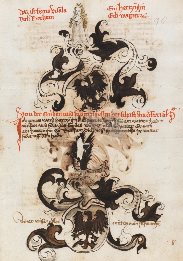 An illustration from Österreichische Chronik der 95 Herrschaften, 1479, leaf 105