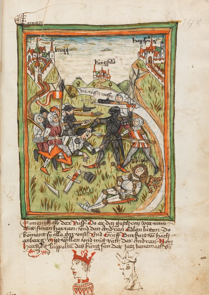 An illustration from Österreichische Chronik der 95 Herrschaften, 1479, leaf 205