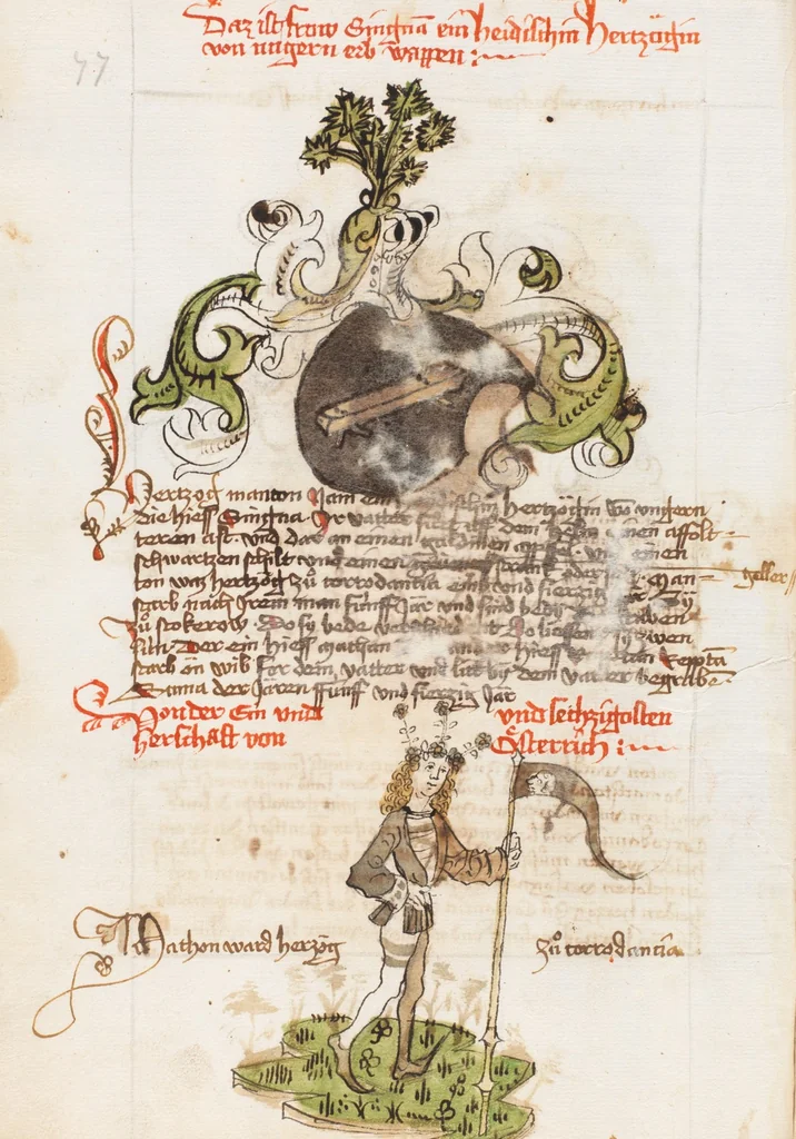 An illustration from Österreichische Chronik der 95 Herrschaften, 1479, leaf 84
