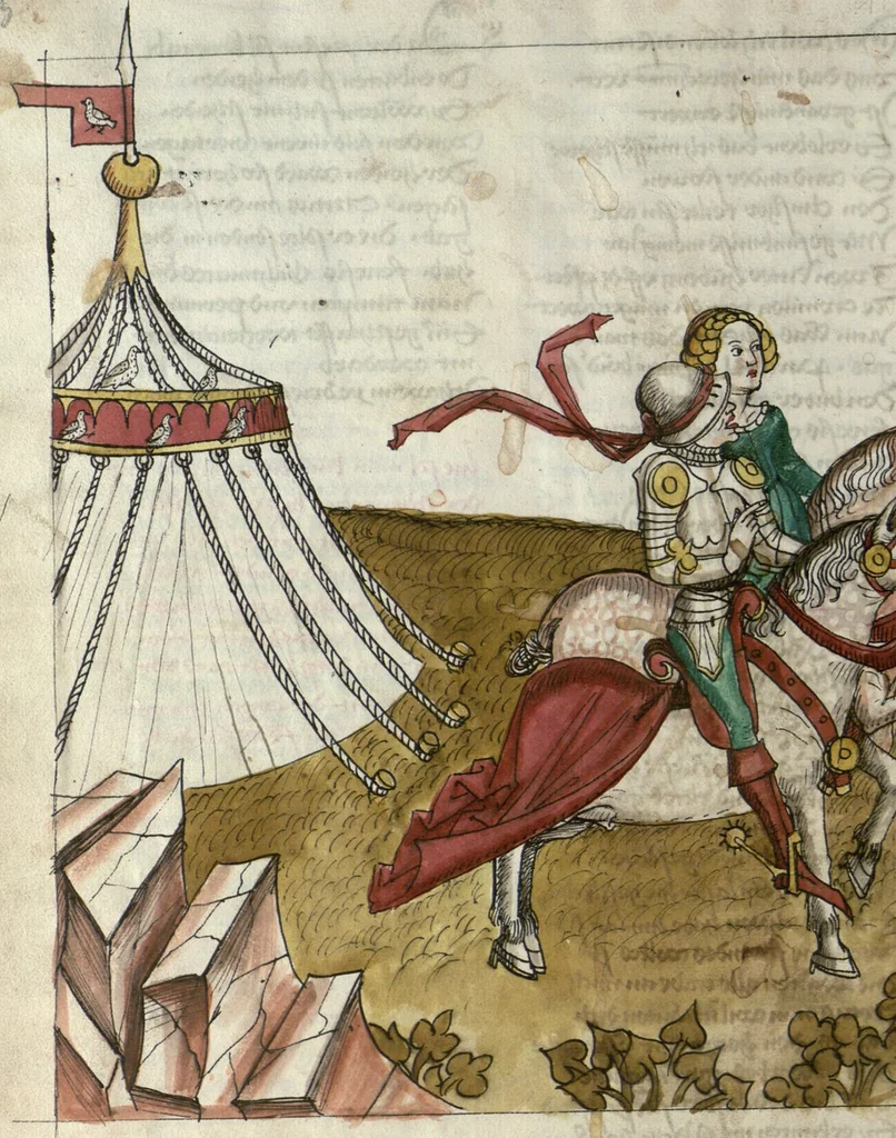 An illustration from Wolfram von Eschenbach: Parzival, German, 1467, leaf 336