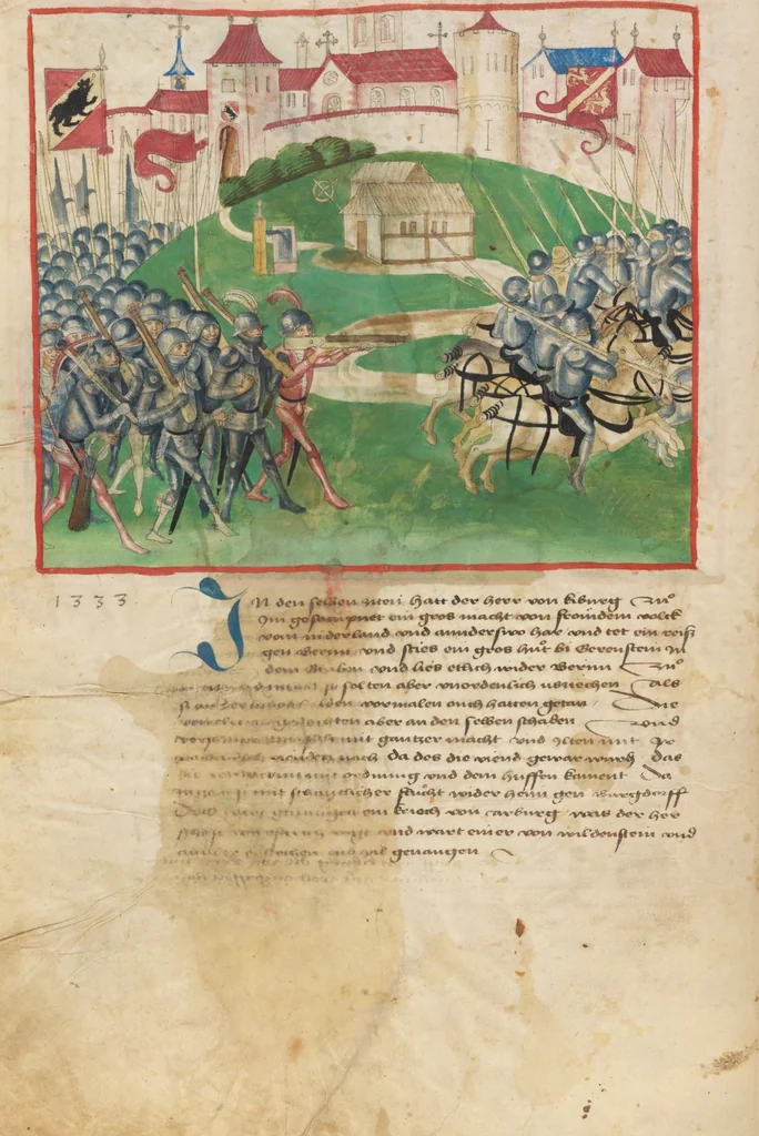 An illustration from Diebold Schilling, Amtliche Berner Chronik, vol. 1, 1478, leaf 102