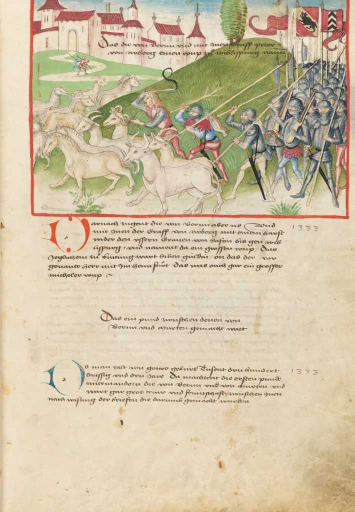 An illustration from Diebold Schilling, Amtliche Berner Chronik, vol. 1, 1478, leaf 103