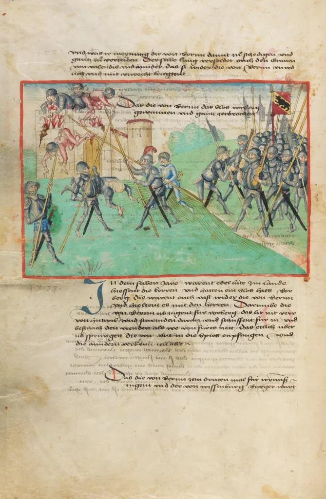 An illustration from Diebold Schilling, Amtliche Berner Chronik, vol. 1, 1478, leaf 106