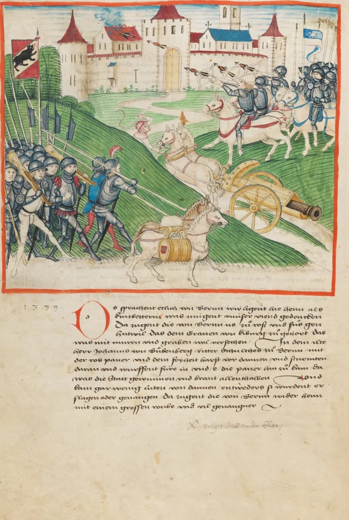 An illustration from Diebold Schilling, Amtliche Berner Chronik, vol. 1, 1478, leaf 136
