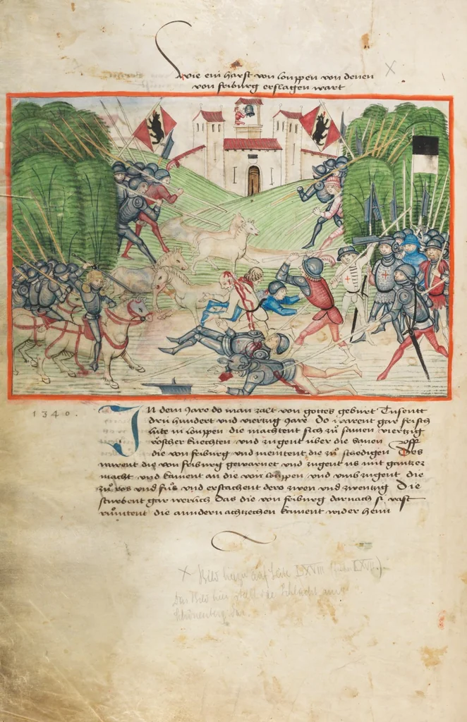 An illustration from Diebold Schilling, Amtliche Berner Chronik, vol. 1, 1478, leaf 140