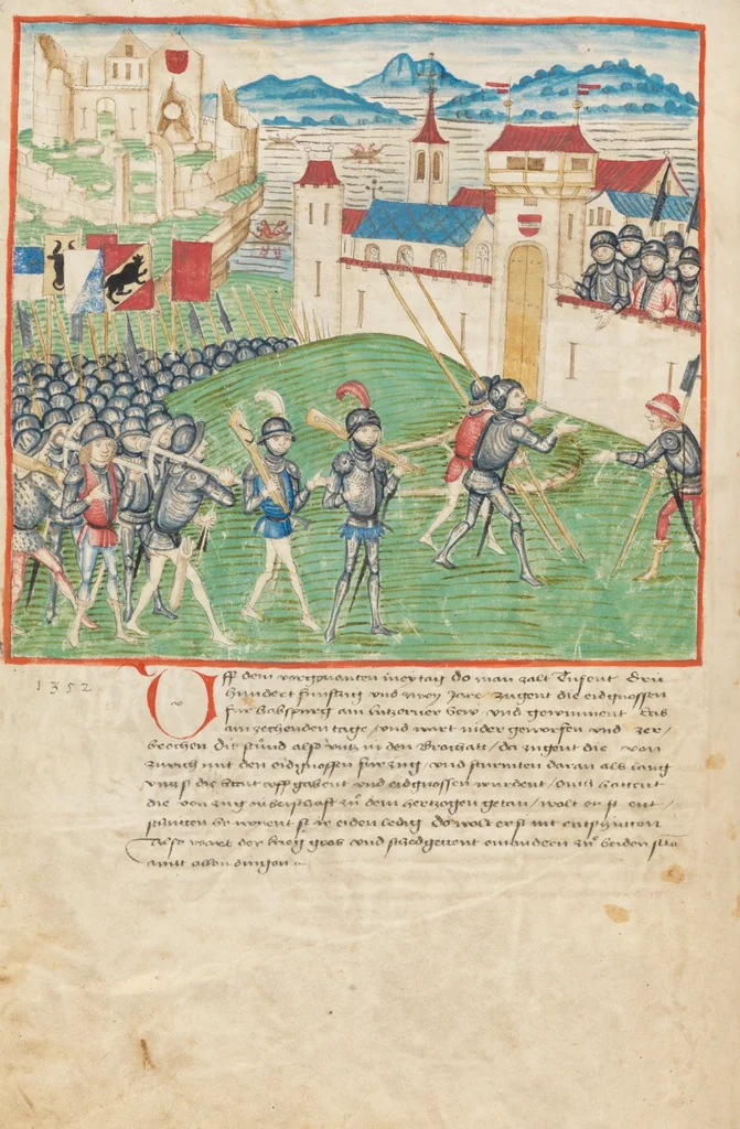 An illustration from Diebold Schilling, Amtliche Berner Chronik, vol. 1, 1478, leaf 168