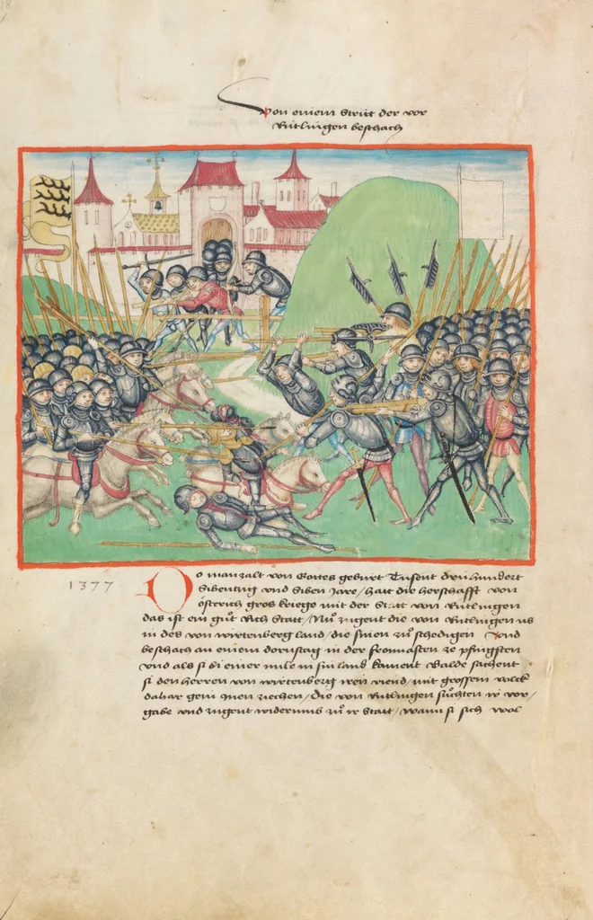 An illustration from Diebold Schilling, Amtliche Berner Chronik, vol. 1, 1478, leaf 220