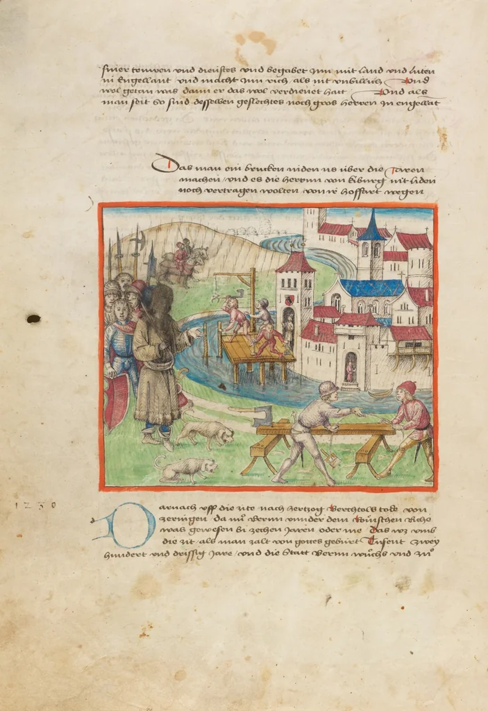 An illustration from Diebold Schilling, Amtliche Berner Chronik, vol. 1, 1478, leaf 28