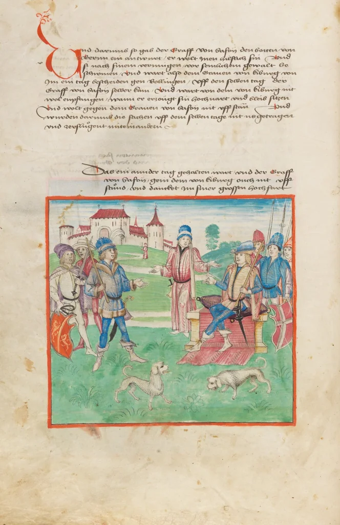 An illustration from Diebold Schilling, Amtliche Berner Chronik, vol. 1, 1478, leaf 32