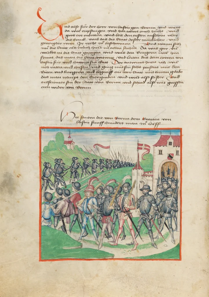 An illustration from Diebold Schilling, Amtliche Berner Chronik, vol. 1, 1478, leaf 34
