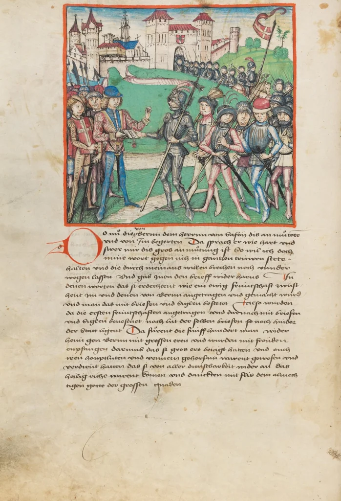 An illustration from Diebold Schilling, Amtliche Berner Chronik, vol. 1, 1478, leaf 36