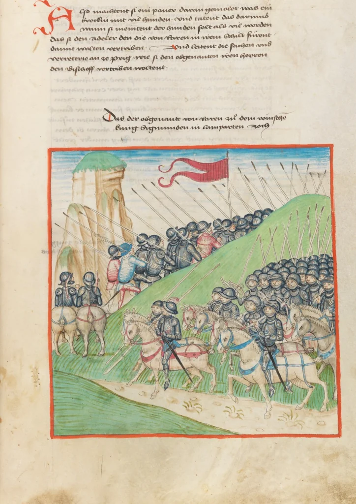 An illustration from Diebold Schilling, Amtliche Berner Chronik, vol. 1, 1478, leaf 399