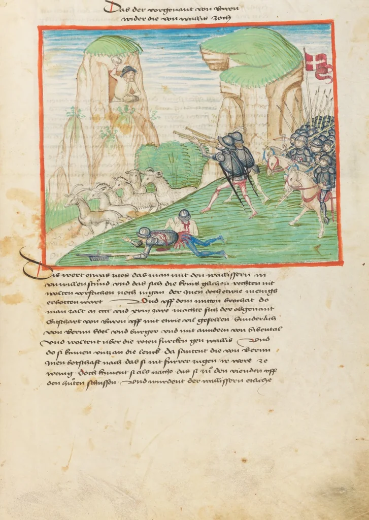 An illustration from Diebold Schilling, Amtliche Berner Chronik, vol. 1, 1478, leaf 409