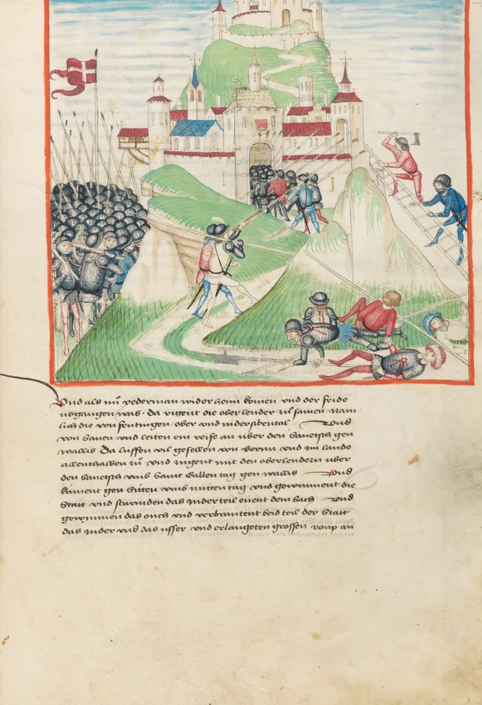 An illustration from Diebold Schilling, Amtliche Berner Chronik, vol. 1, 1478, leaf 411