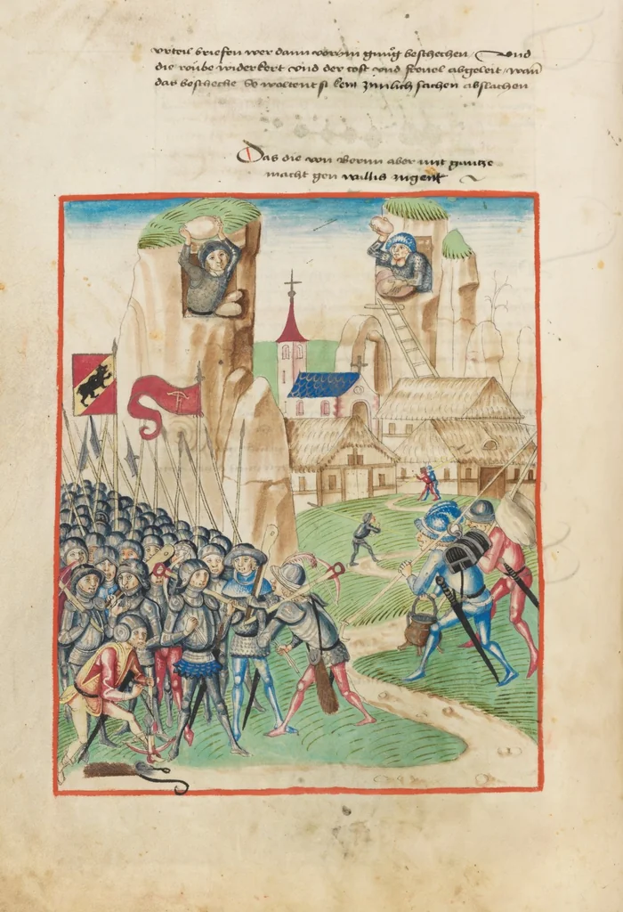 An illustration from Diebold Schilling, Amtliche Berner Chronik, vol. 1, 1478, leaf 424