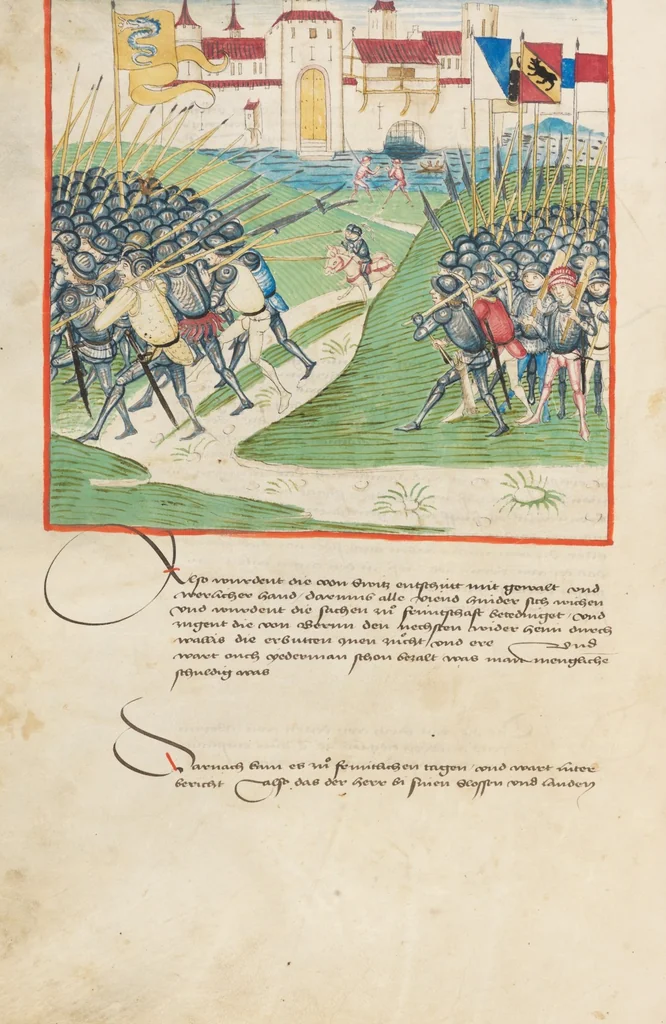 An illustration from Diebold Schilling, Amtliche Berner Chronik, vol. 1, 1478, leaf 442