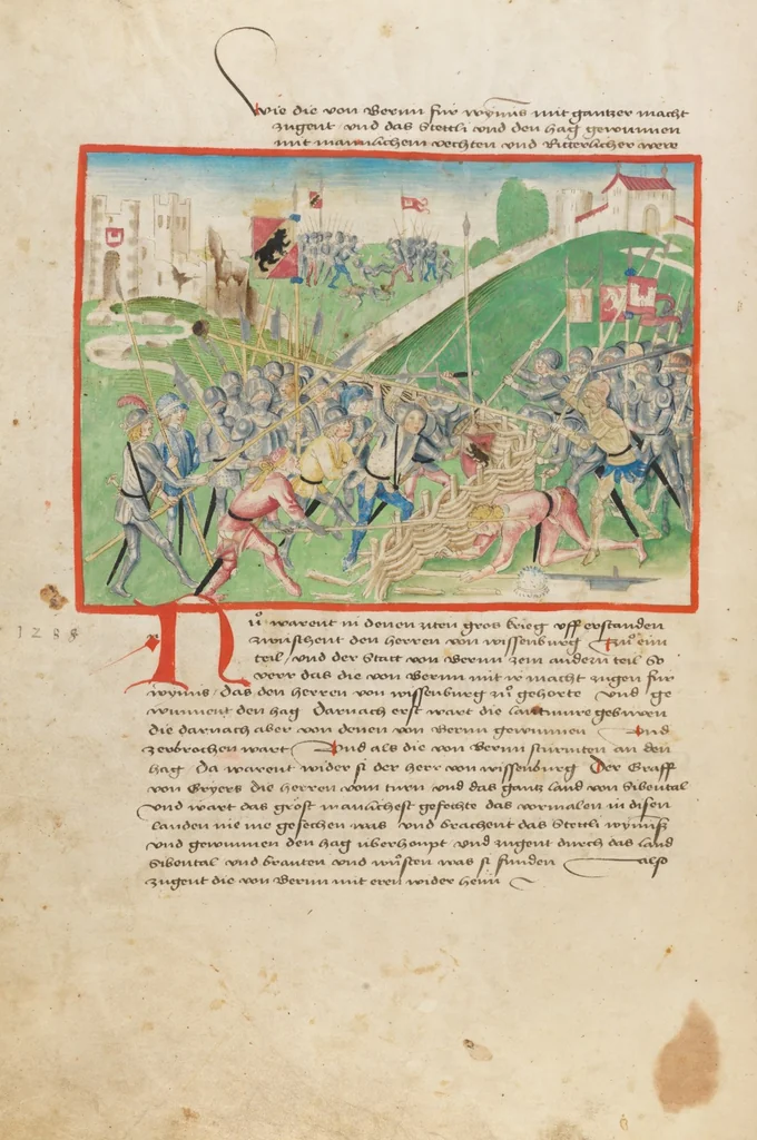 An illustration from Diebold Schilling, Amtliche Berner Chronik, vol. 1, 1478, leaf 52