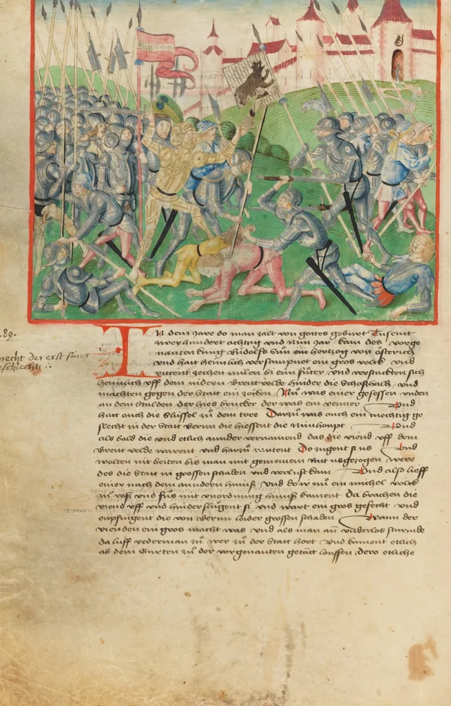An illustration from Diebold Schilling, Amtliche Berner Chronik, vol. 1, 1478, leaf 54