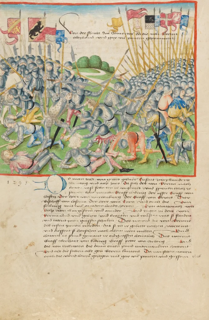 An illustration from Diebold Schilling, Amtliche Berner Chronik, vol. 1, 1478, leaf 58