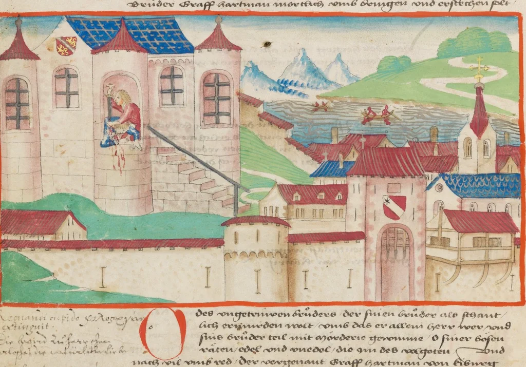 An illustration from Diebold Schilling, Amtliche Berner Chronik, vol. 1, 1478, leaf 80