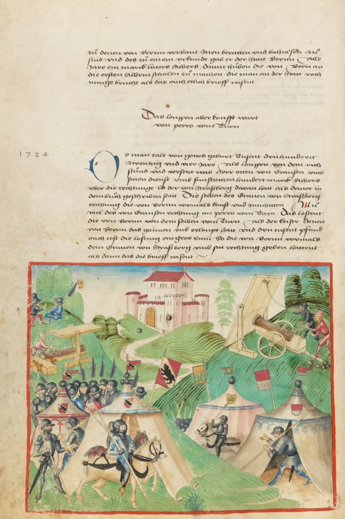 An illustration from Diebold Schilling, Amtliche Berner Chronik, vol. 1, 1478, leaf 82