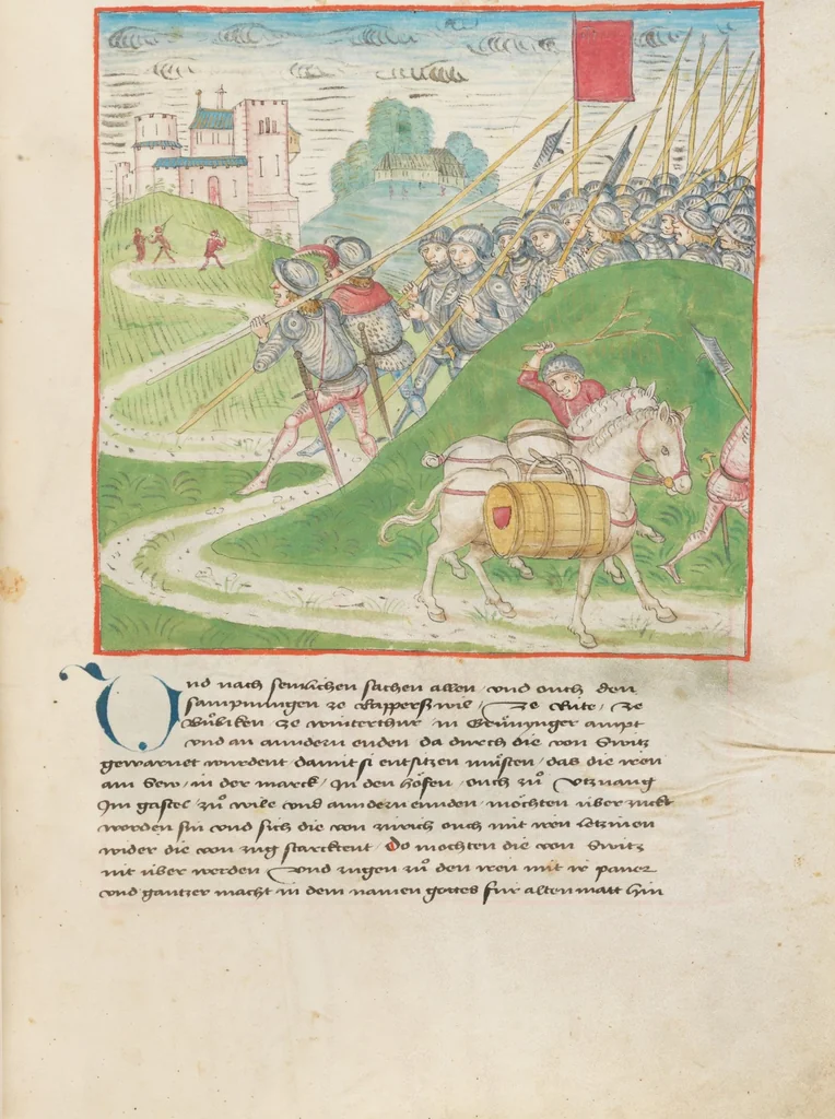 An illustration from Diebold Schilling, Amtliche Berner Chronik, vol 2, 1478, leaf 135