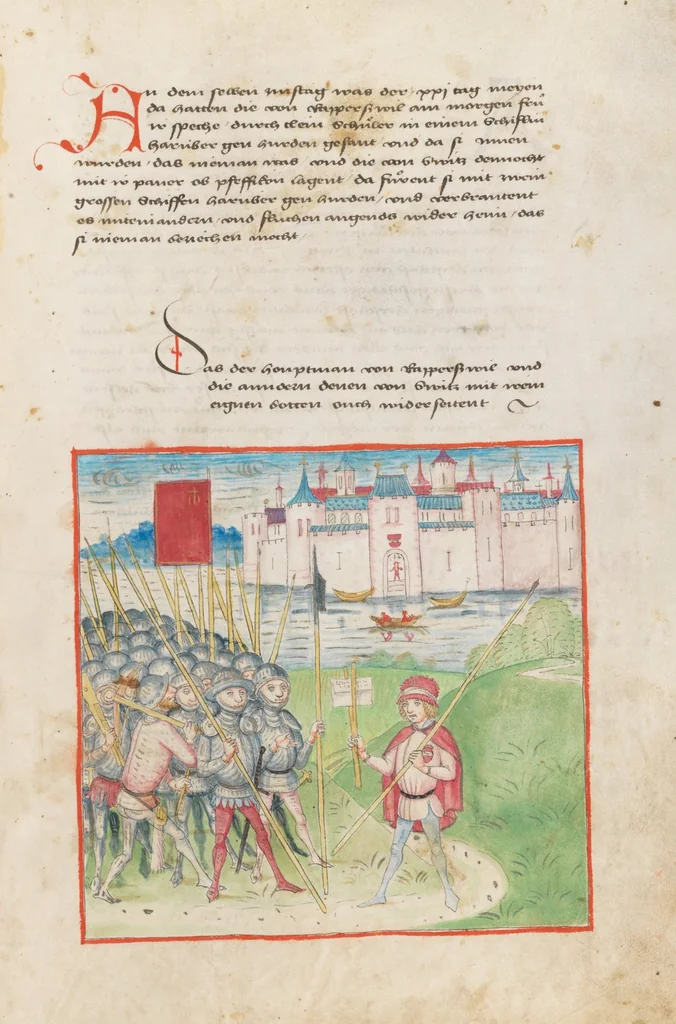 An illustration from Diebold Schilling, Amtliche Berner Chronik, vol 2, 1478, leaf 141