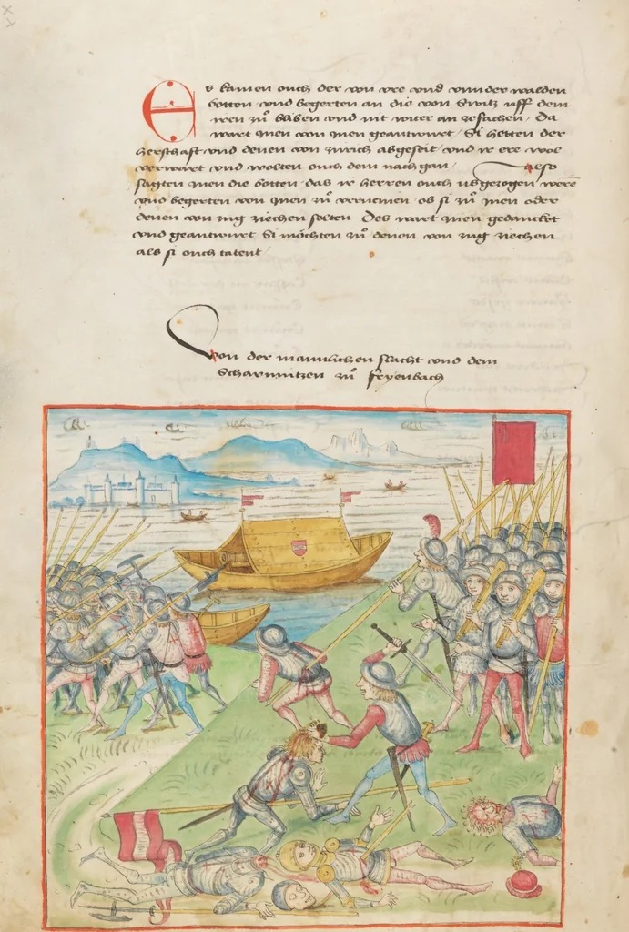 An illustration from Diebold Schilling, Amtliche Berner Chronik, vol 2, 1478, leaf 144
