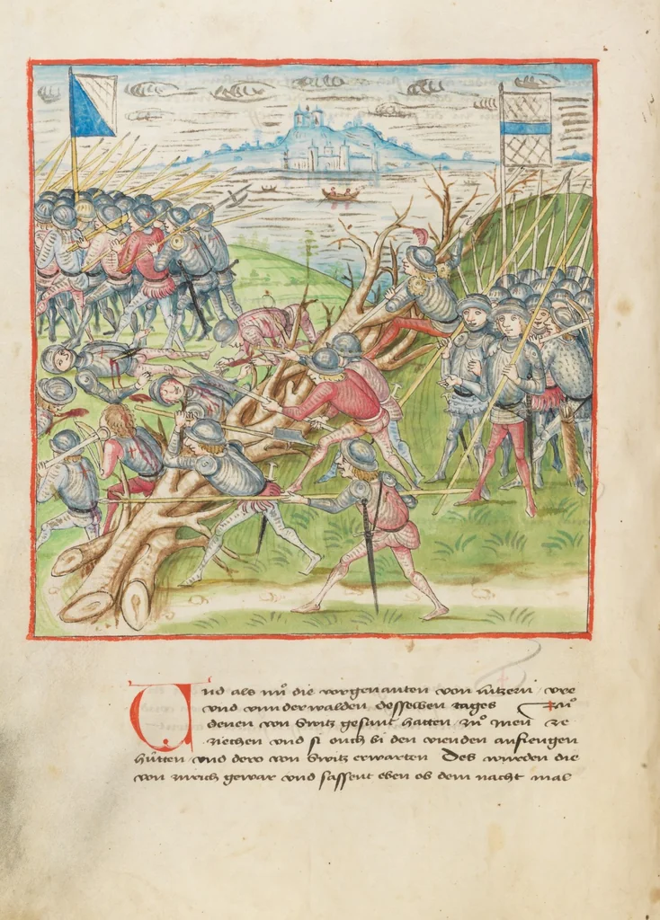An illustration from Diebold Schilling, Amtliche Berner Chronik, vol 2, 1478, leaf 150