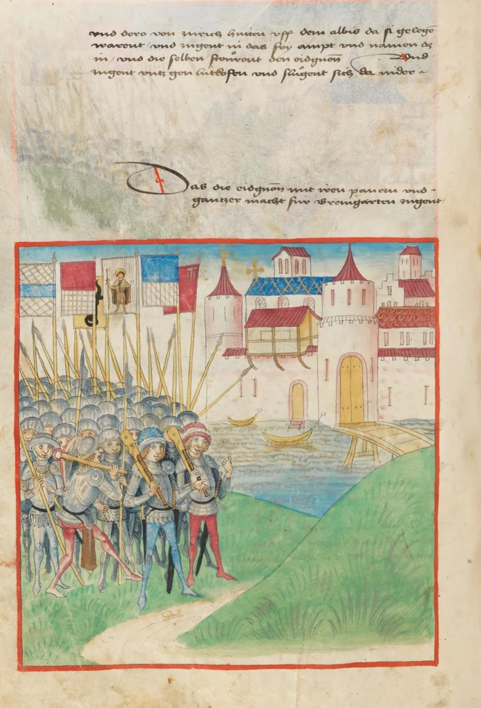 An illustration from Diebold Schilling, Amtliche Berner Chronik, vol 2, 1478, leaf 154
