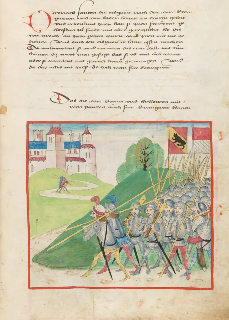 An illustration from Diebold Schilling, Amtliche Berner Chronik, vol 2, 1478, leaf 155