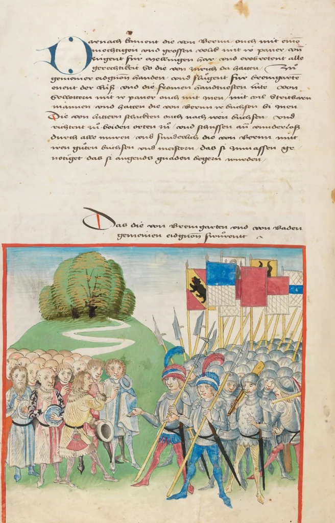 An illustration from Diebold Schilling, Amtliche Berner Chronik, vol 2, 1478, leaf 156