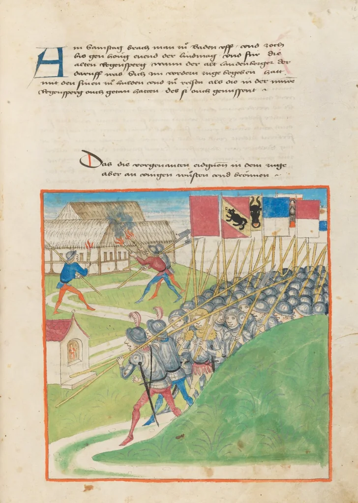 An illustration from Diebold Schilling, Amtliche Berner Chronik, vol 2, 1478, leaf 175