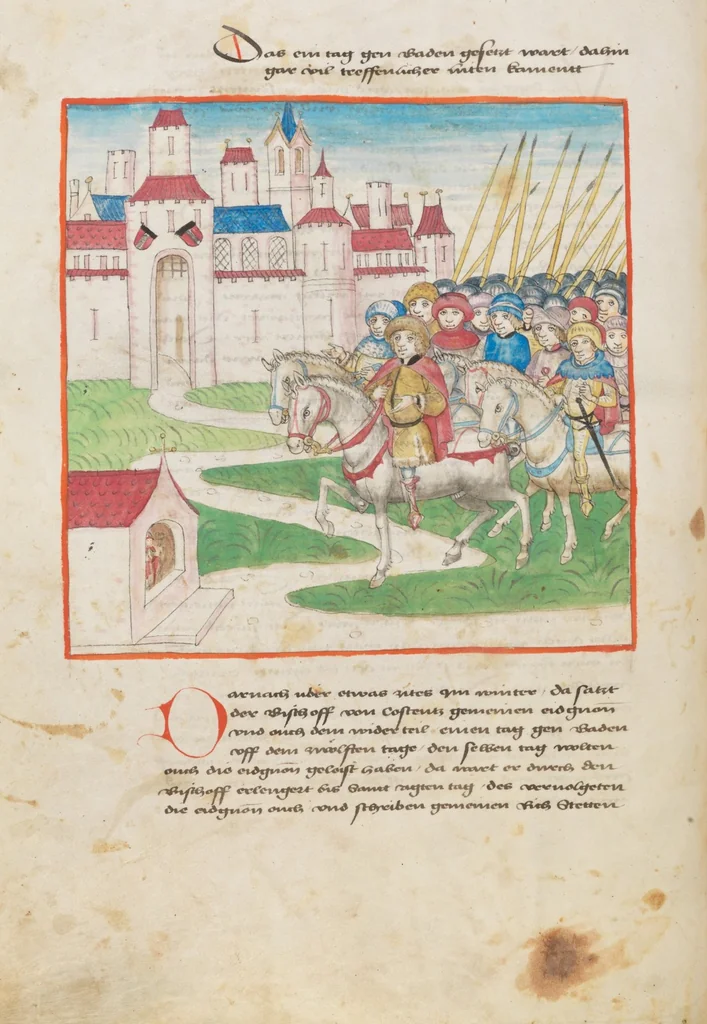 An illustration from Diebold Schilling, Amtliche Berner Chronik, vol 2, 1478, leaf 186