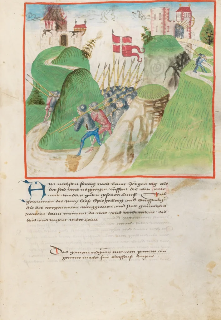 An illustration from Diebold Schilling, Amtliche Berner Chronik, vol 2, 1478, leaf 211