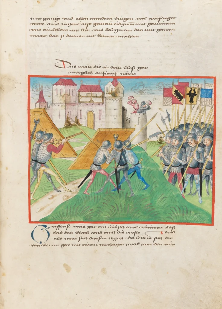 An illustration from Diebold Schilling, Amtliche Berner Chronik, vol 2, 1478, leaf 213