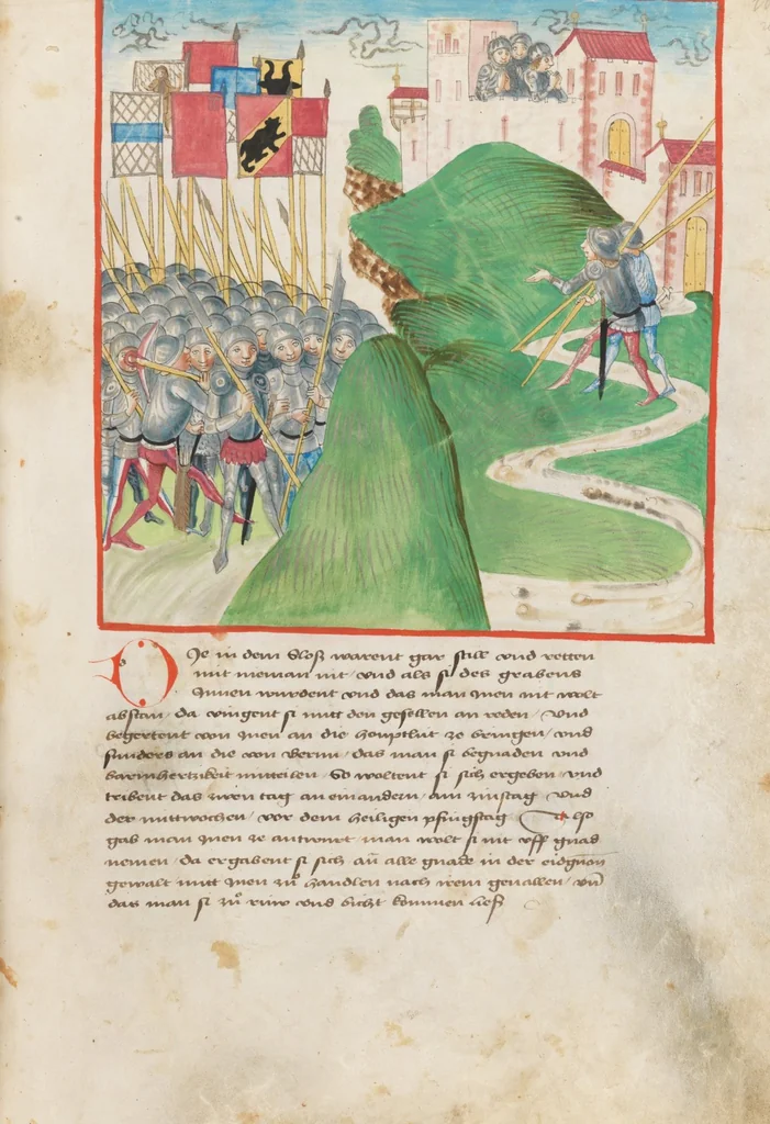 An illustration from Diebold Schilling, Amtliche Berner Chronik, vol 2, 1478, leaf 215