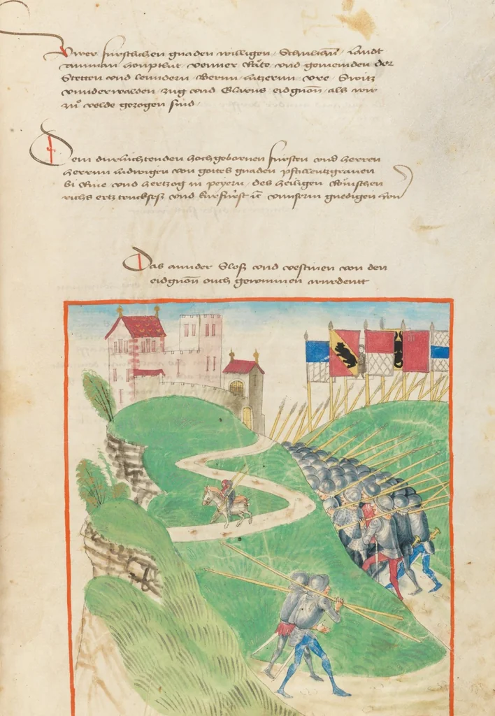 An illustration from Diebold Schilling, Amtliche Berner Chronik, vol 2, 1478, leaf 223