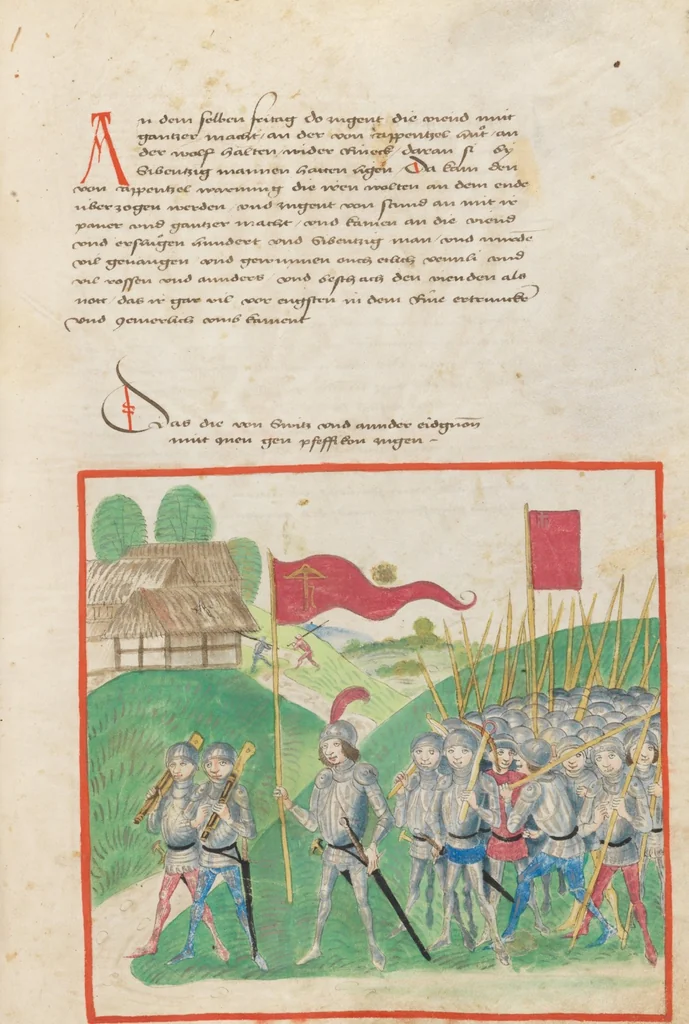 An illustration from Diebold Schilling, Amtliche Berner Chronik, vol 2, 1478, leaf 277