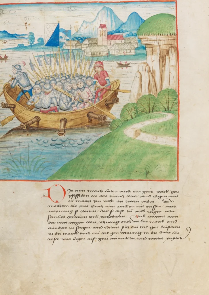 An illustration from Diebold Schilling, Amtliche Berner Chronik, vol 2, 1478, leaf 28