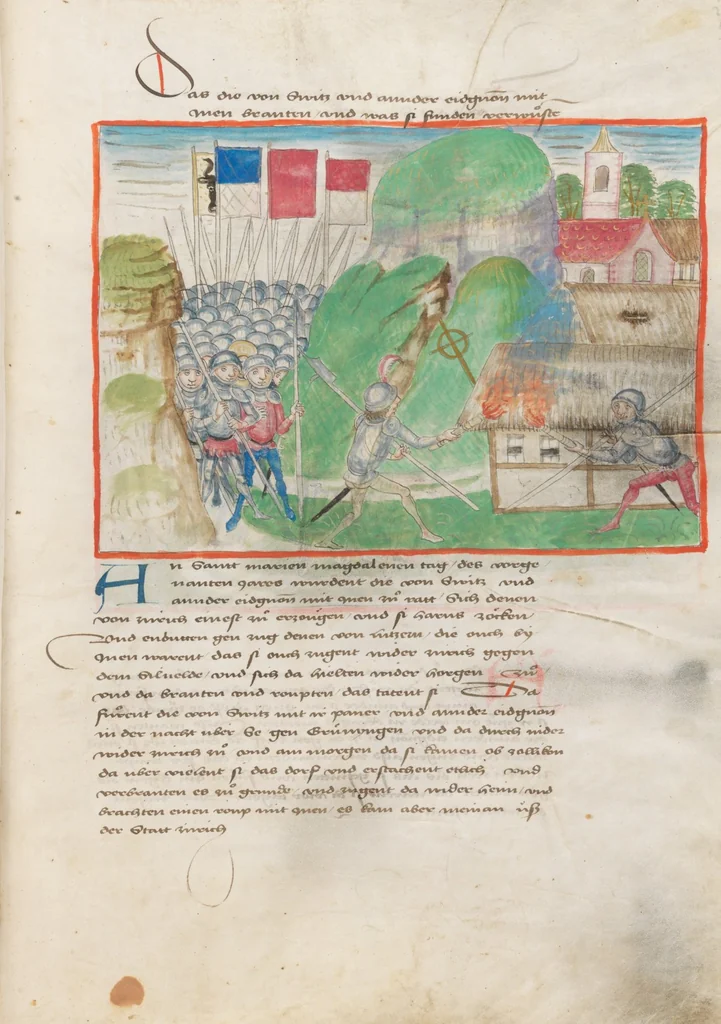 An illustration from Diebold Schilling, Amtliche Berner Chronik, vol 2, 1478, leaf 285