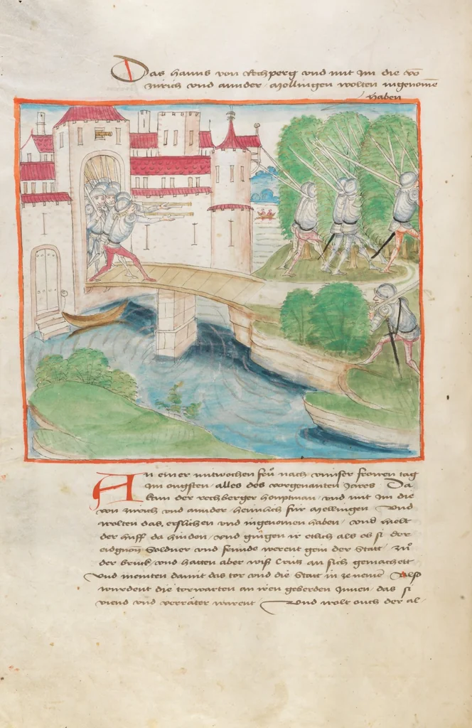 An illustration from Diebold Schilling, Amtliche Berner Chronik, vol 2, 1478, leaf 288